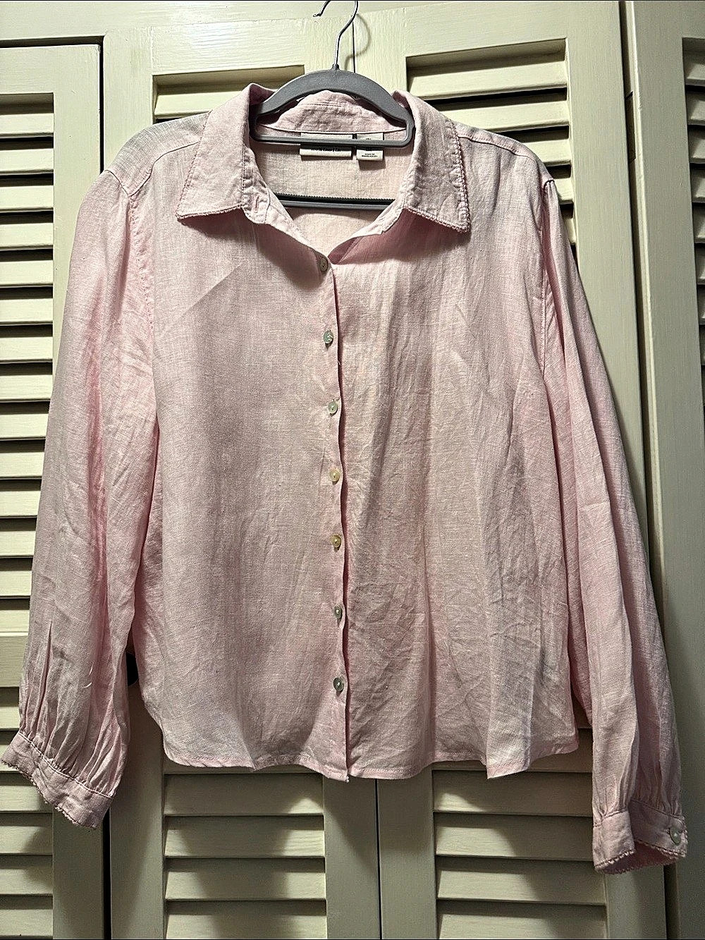 Laura Ashley Linen Button Down Shirt in Pink Like New